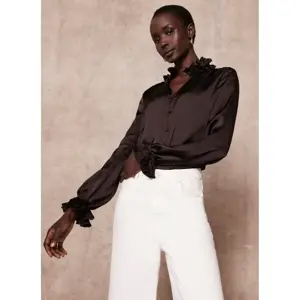 Mint Velvet Brown Ruffle Satin Blouse